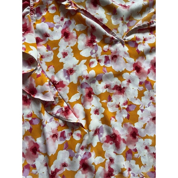 Molly & Isadora Blouse Women’s 2X Plus White Pink Floral Short Sleeve Flowy Top - Picture 5 of 7